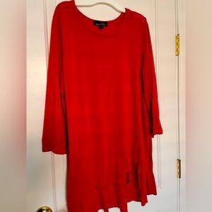 Suzanne Betro Christmas Red tunic sweater top sz 1x